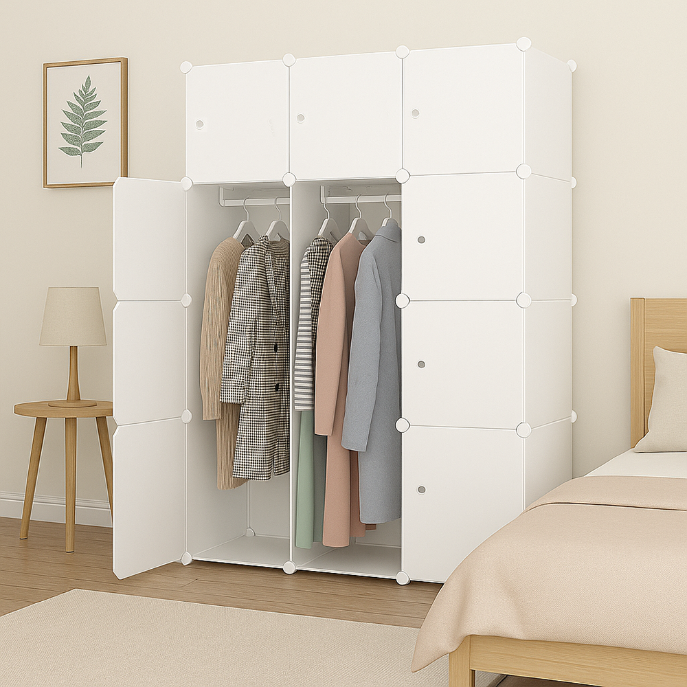 Összecsukható moduláris szekrény 147x111x47 cm – könnyű, vízálló, ideális kis terekbe