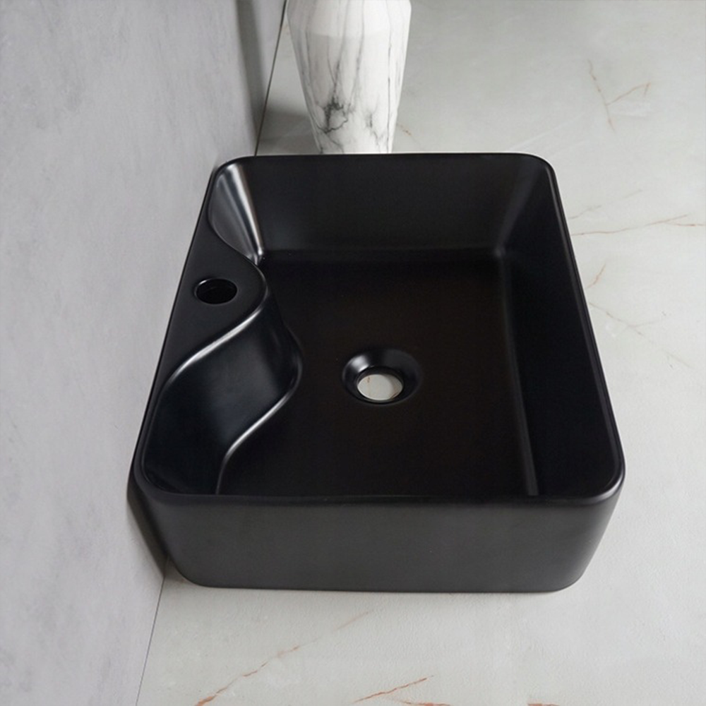 Kerámia mosdó Rebiko – 480x380x140 mm, fekete, modern design