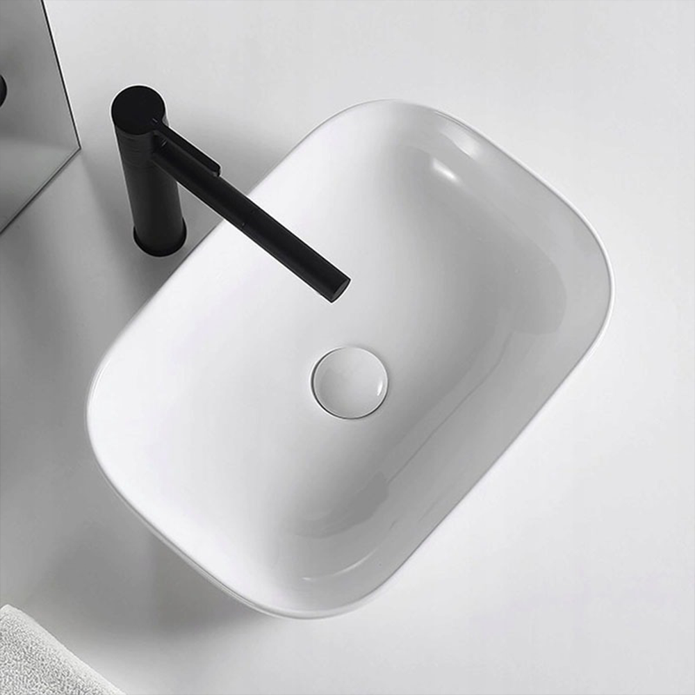 Kerámia mosdó Rebiko – 460x330x140 mm, fehér, modern minimalista design