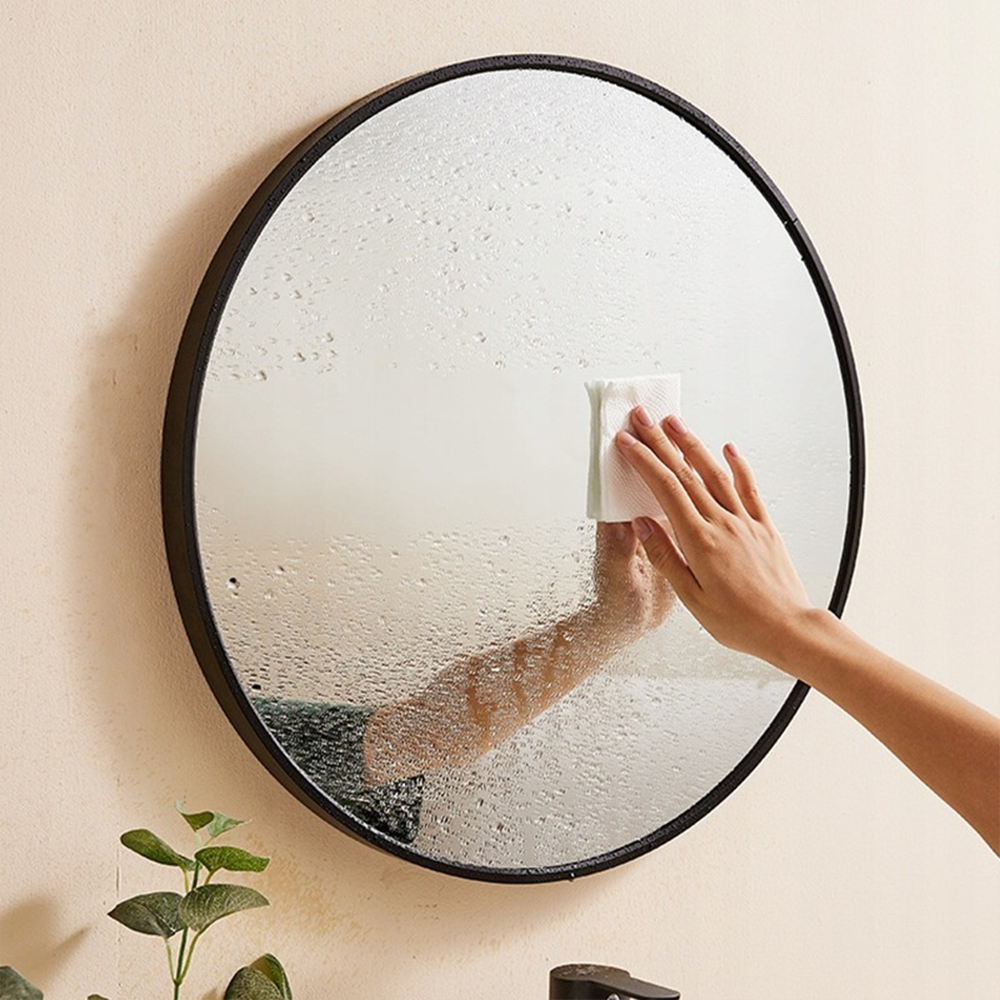 Vékony keretes kerek tükör – 60 cm átmérő, könnyű felszerelés, modern design