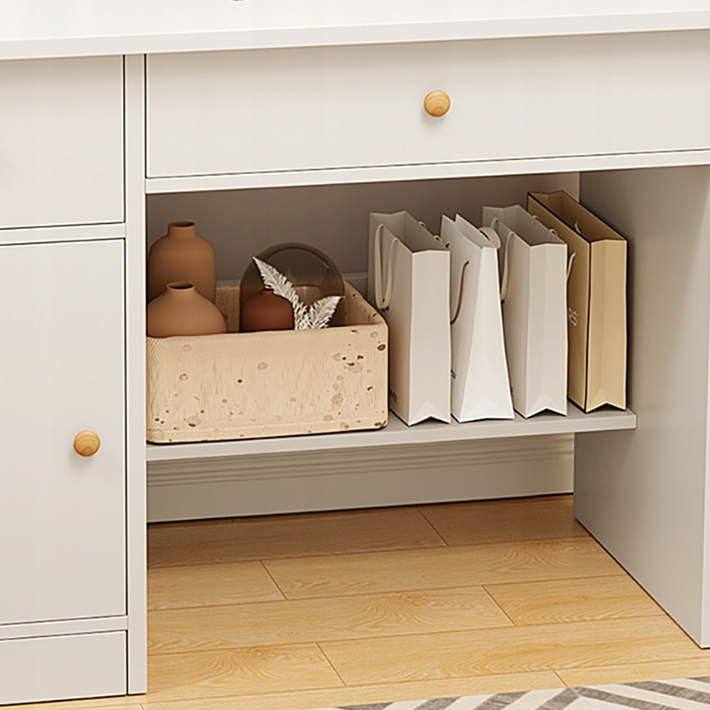 Fehér fésülködőasztal tükörrel, 80x34x125 cm – Elegáns és kompakt bútor sminkeléshez és tároláshoz