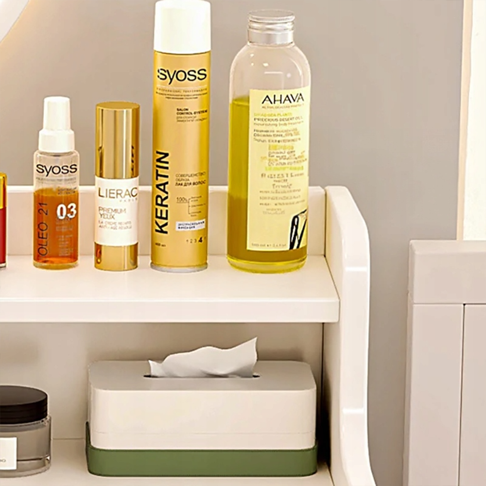 Fehér fésülködőasztal tükörrel, 70x40x85 cm – kompakt, modern és elegáns kialakítás