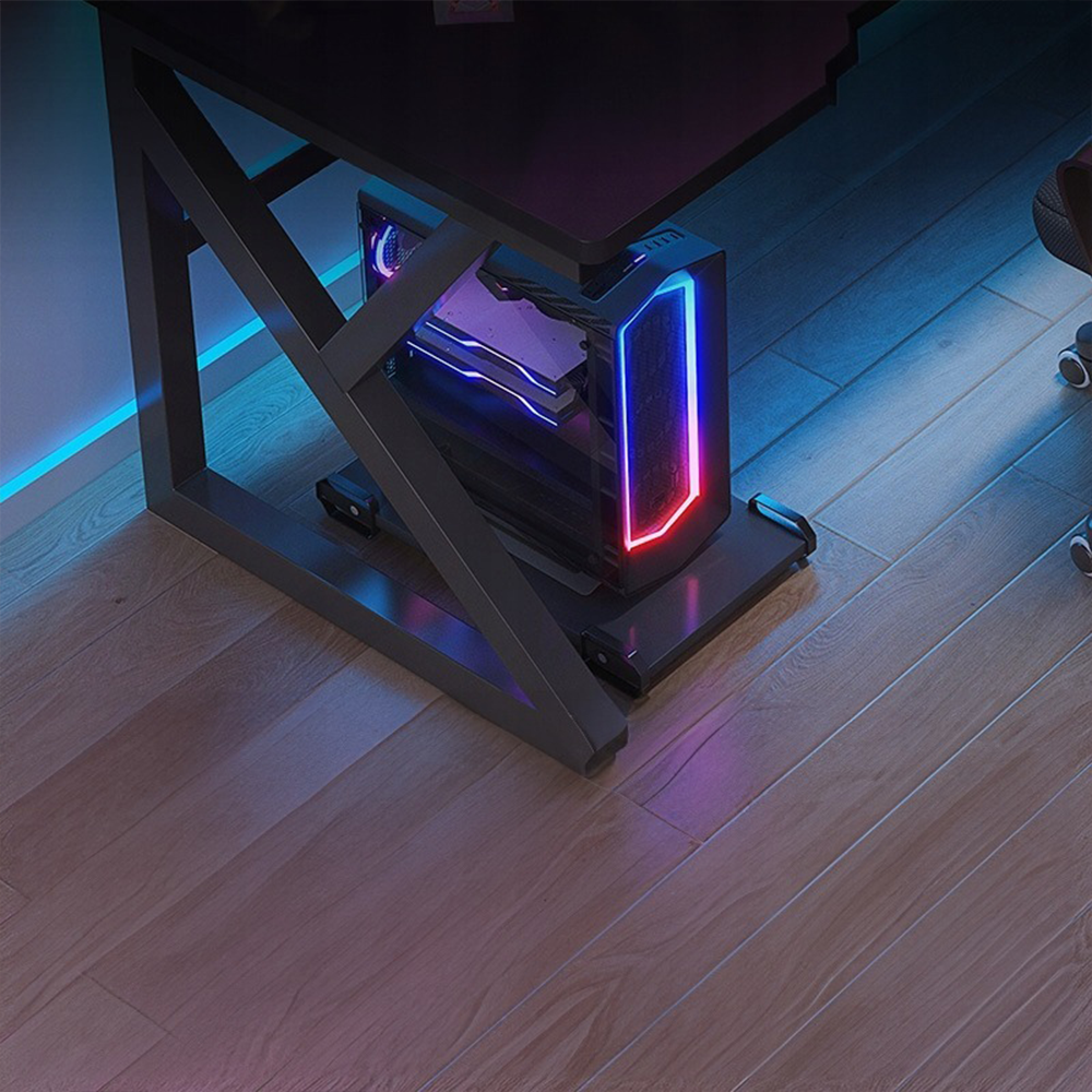 Modern MDF gamer íróasztal – 120x60x74 cm, fekete felülettel