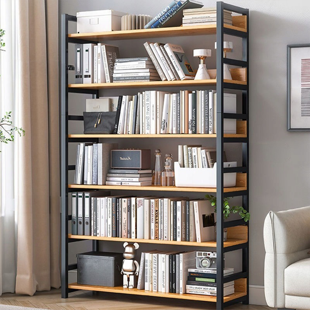 Ipari stílusú könyvespolc – 174x80x30 cm, MDF és fém, modern és masszív kialakítás