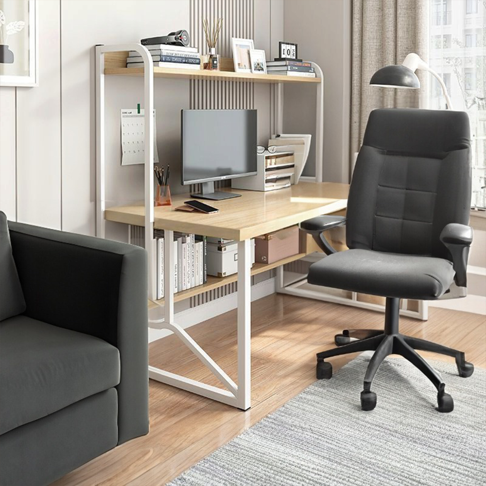 Íróasztal polcokkal 120x60x150 cm – világos tölgy, modern loft stílus