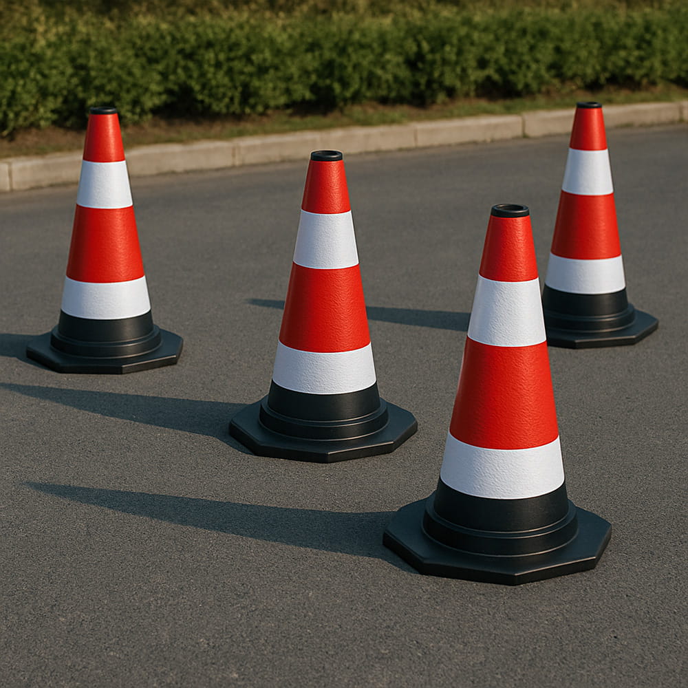 3 darab 60 cm-es rugalmas, fényvisszaverő közúti bója szett – Biztonságos területhatárolás forgalomban és építkezéseken