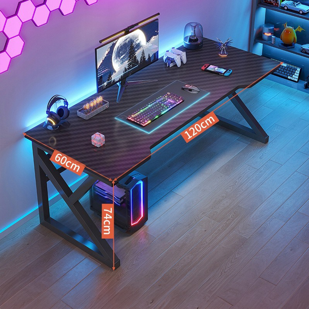 Gamer asztal 120x60x74 cm karbon asztallappal és fém vázzal – Modern és stabil kialakítás gamerek számára