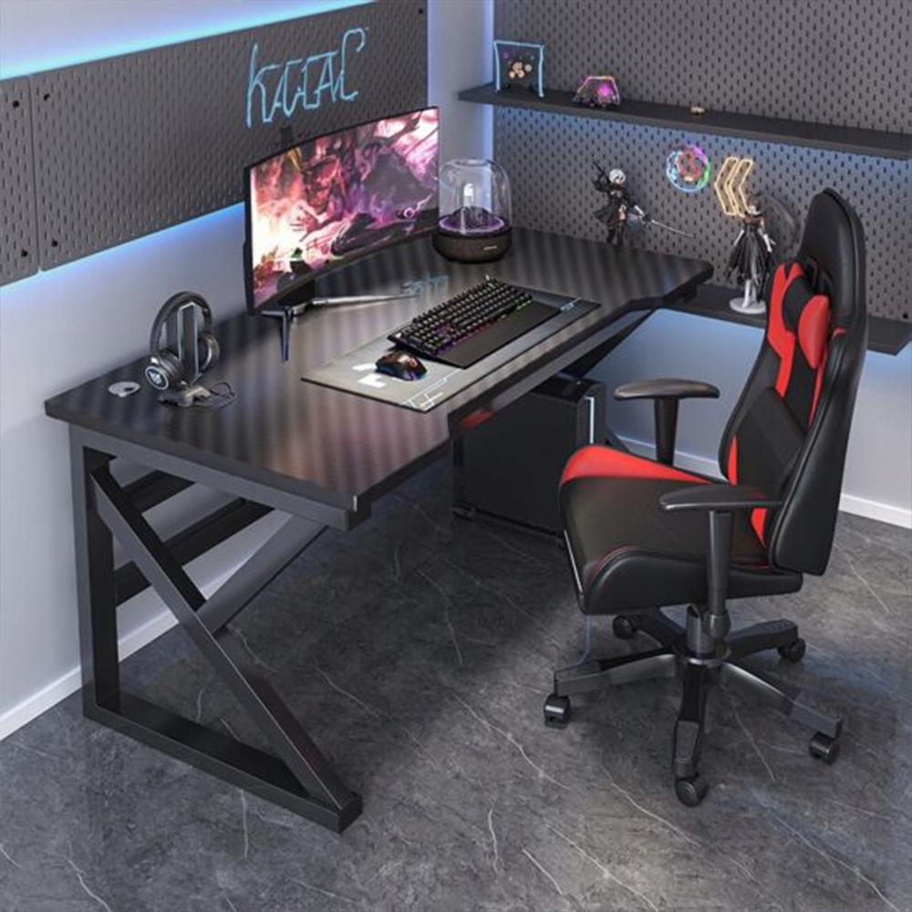 Gamer asztal 120x60x74 cm karbon asztallappal és fém vázzal – Modern és stabil kialakítás gamerek számára