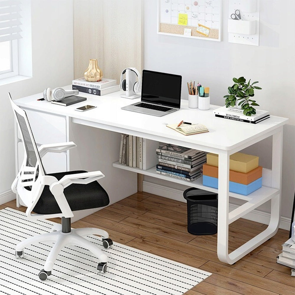 Fehér íróasztal polcokkal – 100x50x73,5 cm, minimalista és modern dizájn