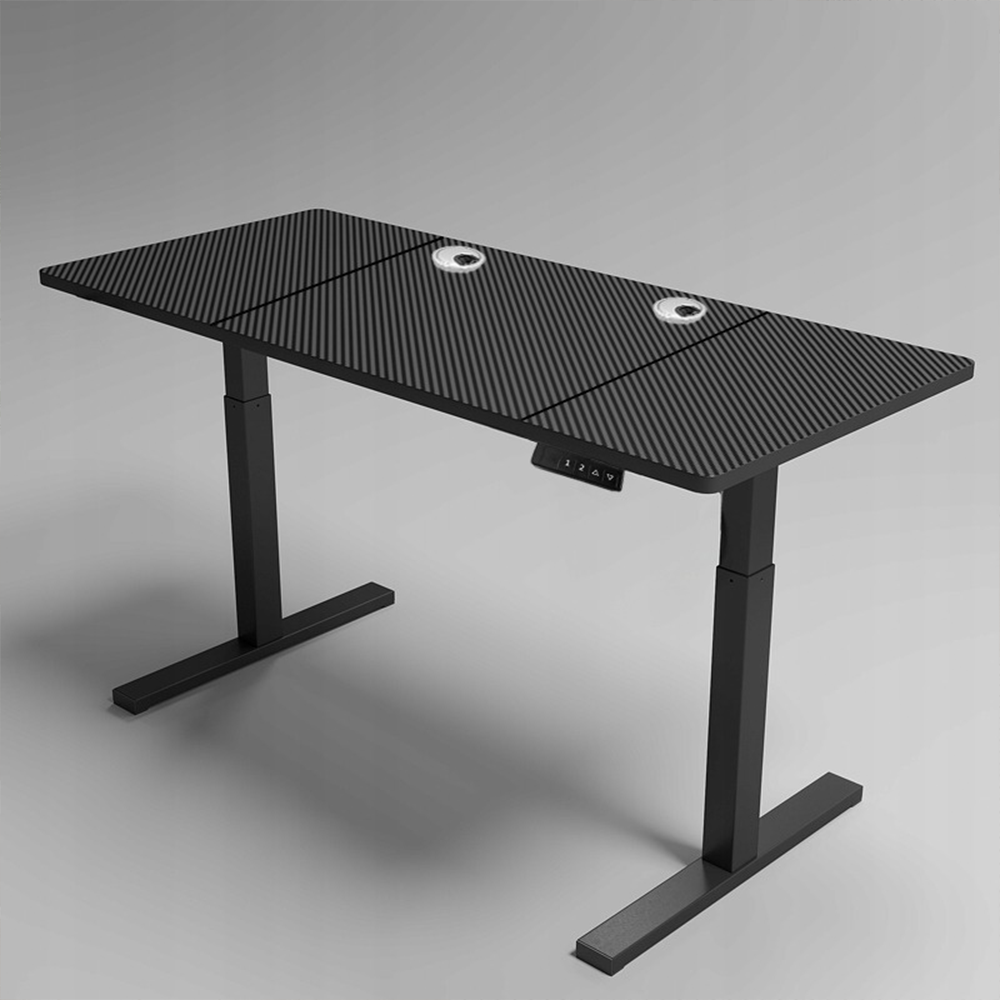Elektromosan állítható magasságú fekete íróasztal – 160x60 cm, ergonomikus, gaminghez és munkához