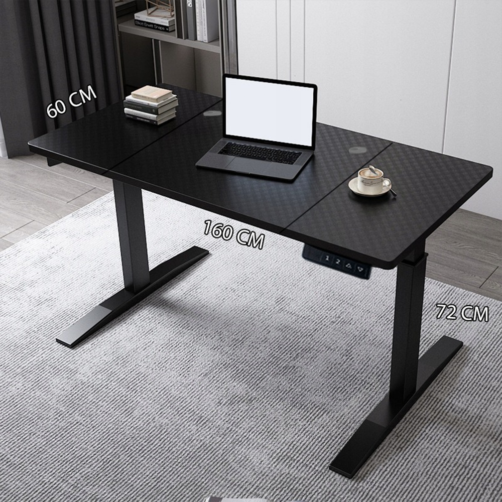 Elektromosan állítható magasságú fekete íróasztal – 160x60 cm, ergonomikus, gaminghez és munkához