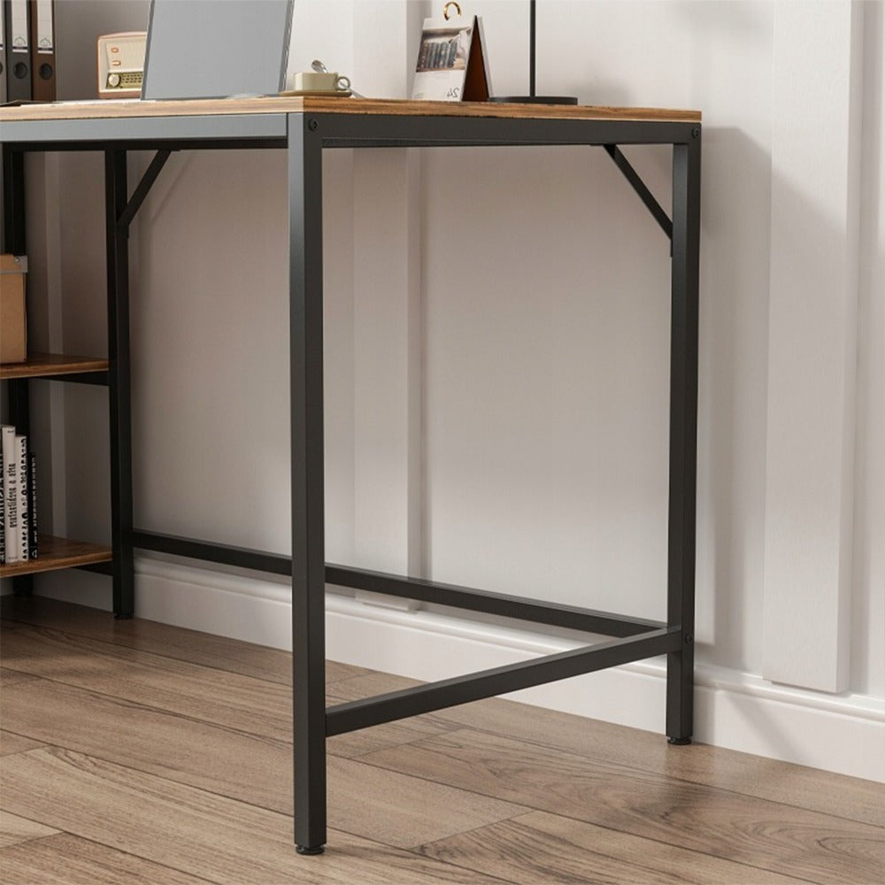 Íróasztal 2 Polccal, Rusztikus Barna, 120x50x105 cm – Loft Stílus, MDF, Tökéletes Nyomtató vagy