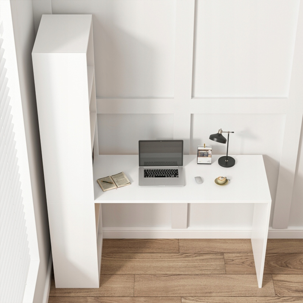 Fehér íróasztal polcokkal 125x50x181 cm – Ergonomikus munkaterület modern dizájnnal