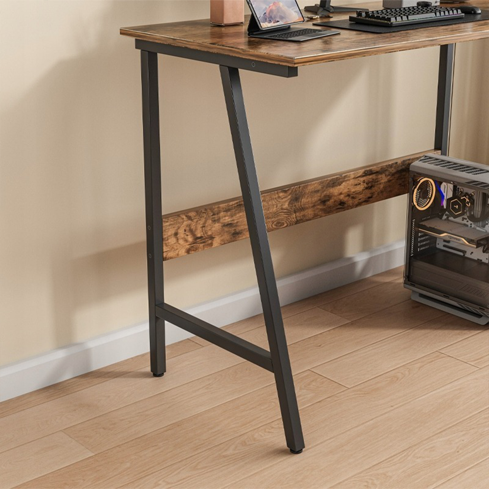 Ipari loft stílusú íróasztal 100x50 cm – Rusztikus asztallap, fekete fémváz