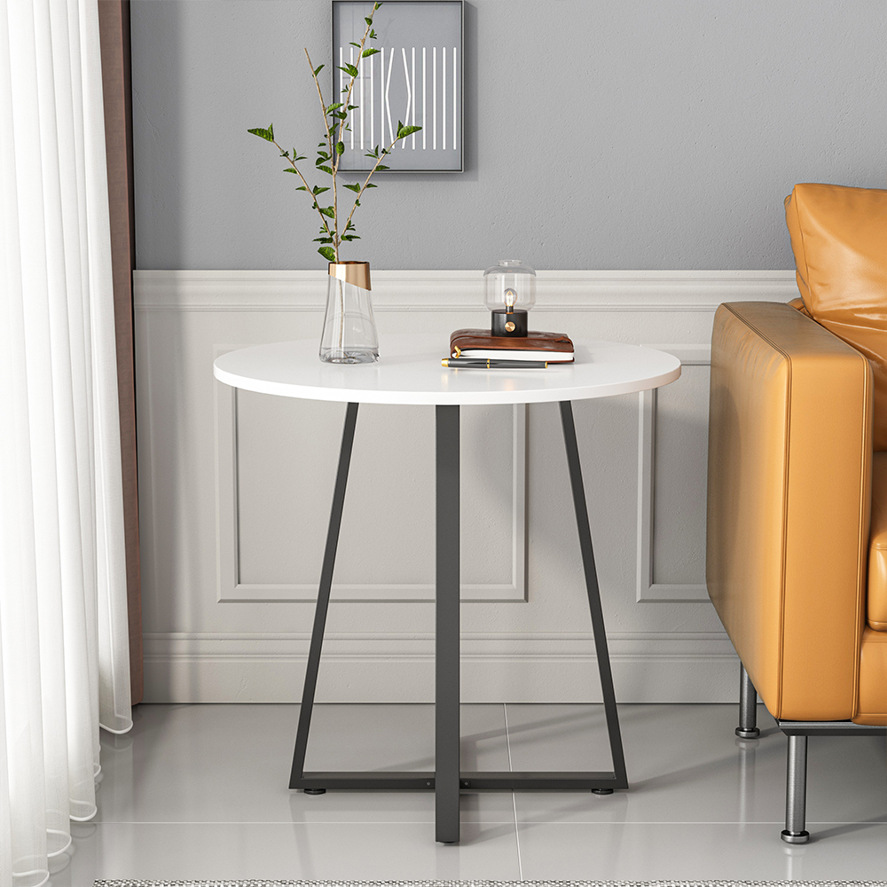 Modern fehér asztal 80x60x74 cm – sokoldalú kialakítás fa hatású elemekkel, ideális nappaliba vagy irodába