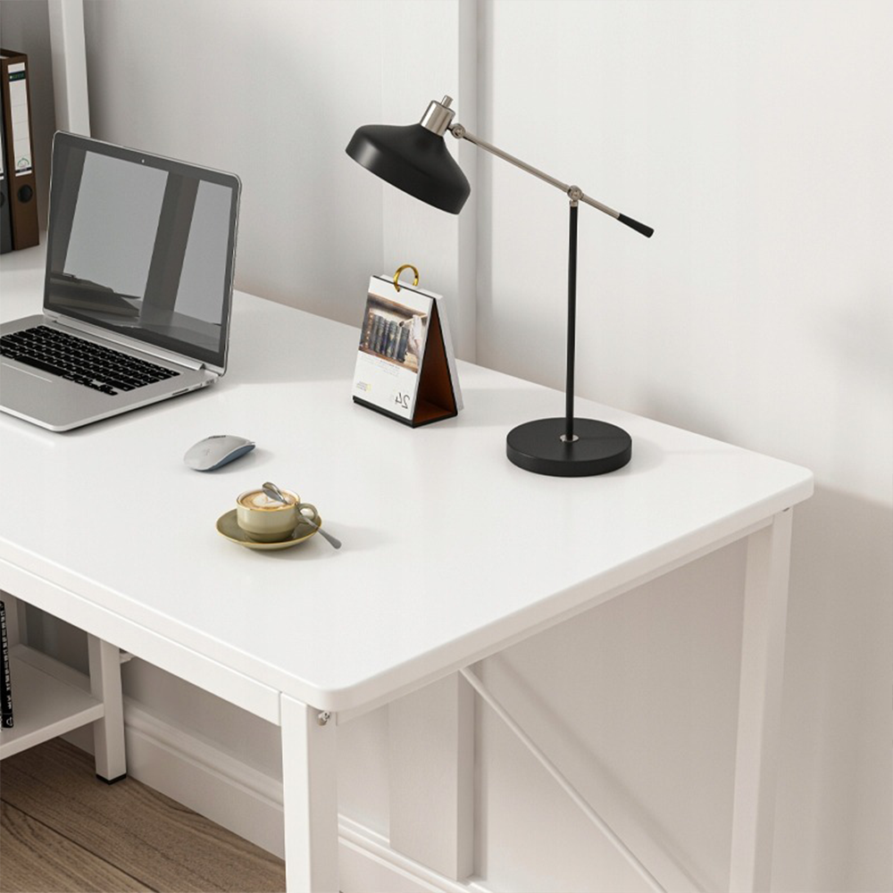 Modern, fehér loft stílusú íróasztal könyvespolccal – 120x55x110 cm