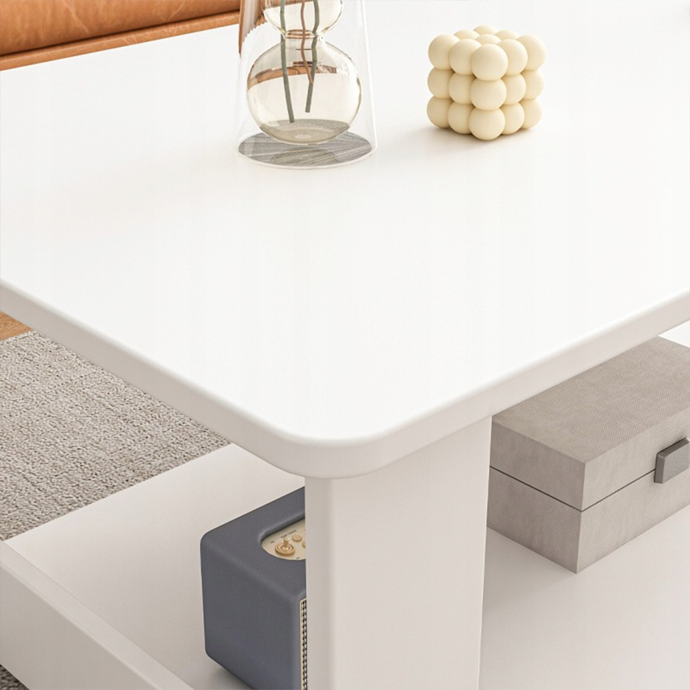 Fehér dohányzóasztal 100x50x42 cm – praktikus polccal, modern design