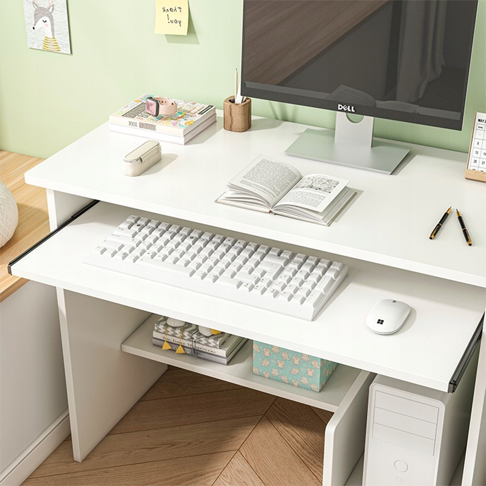 Kompakt fehér íróasztal billentyűzetfiókkal - 80x40x74 cm | Modern és ergonomikus kialakítású