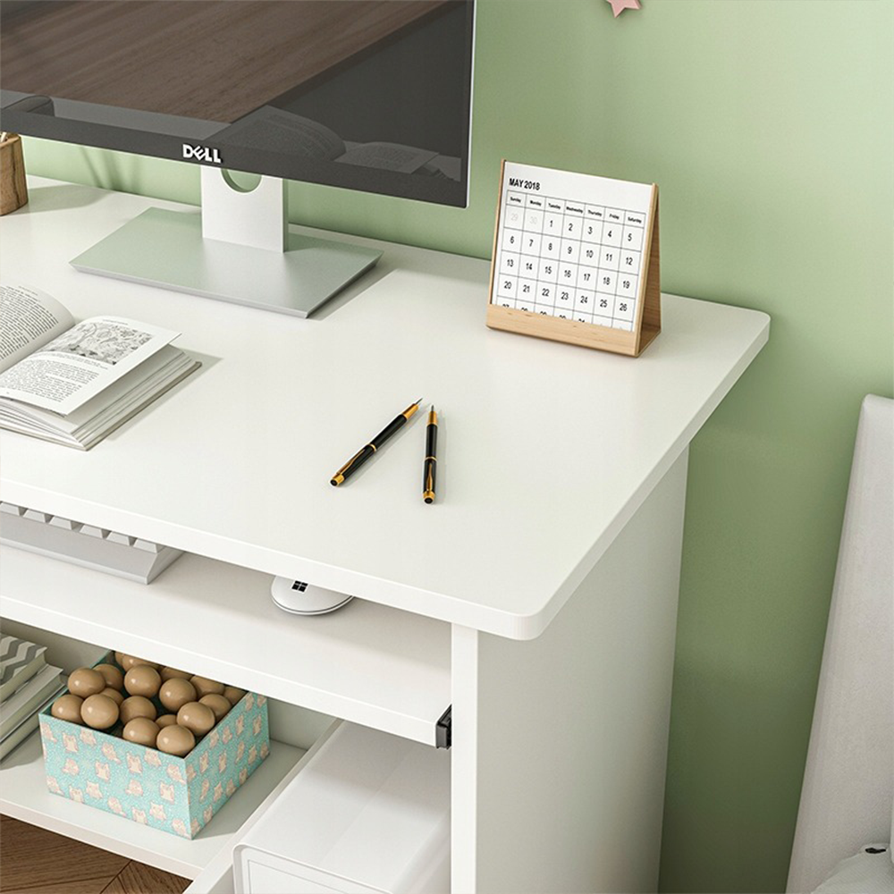 Kompakt fehér íróasztal billentyűzetfiókkal - 80x40x74 cm | Modern és ergonomikus kialakítású