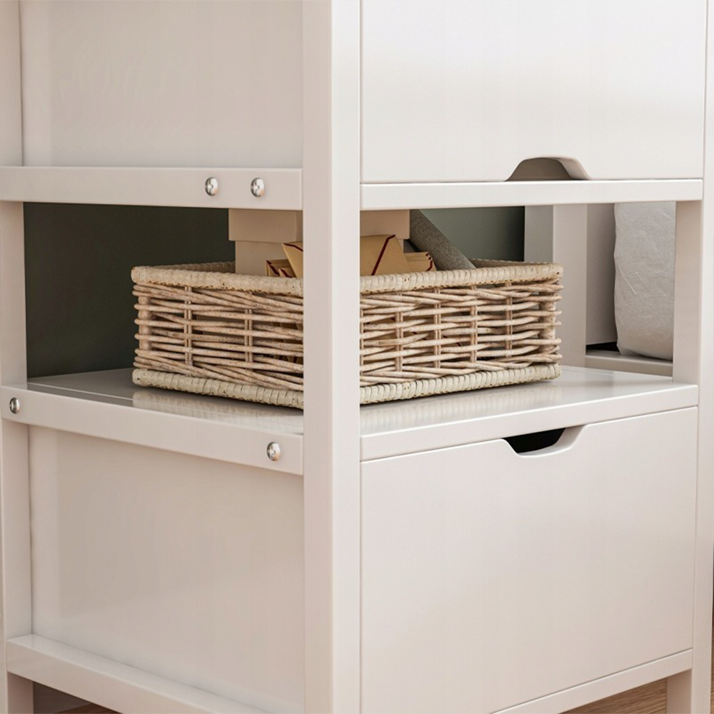 Fehér éjjeliszekrény 2 fiókkal – 45×38×55 cm – Modern loft / skandináv stílus
