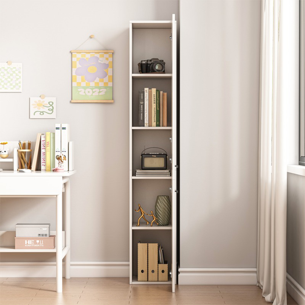 Modern Loft Stílusú Fehér Oszlopszekrény 2 Ajtóval – 174 × 31 × 30 cm
