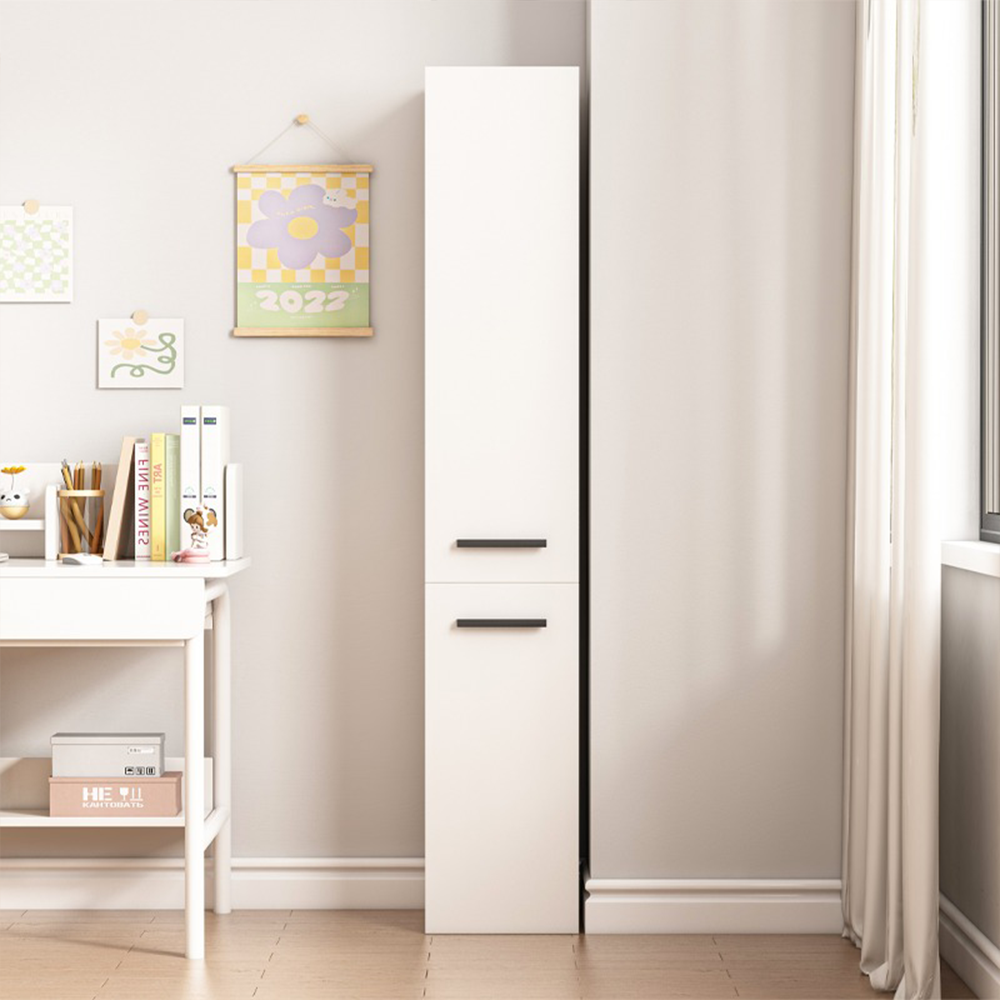 Modern Loft Stílusú Fehér Oszlopszekrény 2 Ajtóval – 174 × 31 × 30 cm