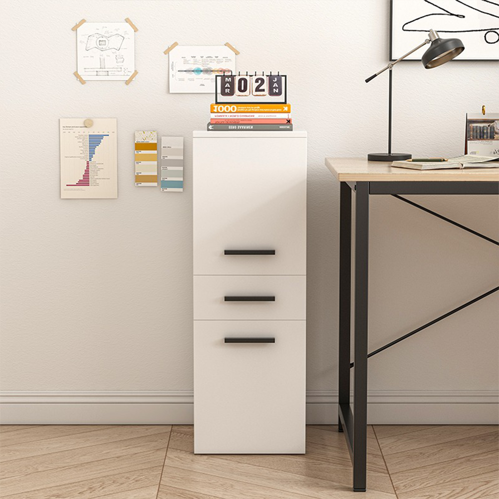 Fehér loft stílusú irodai polc, 2 polccal és fiókkal – 85x30x30 cm