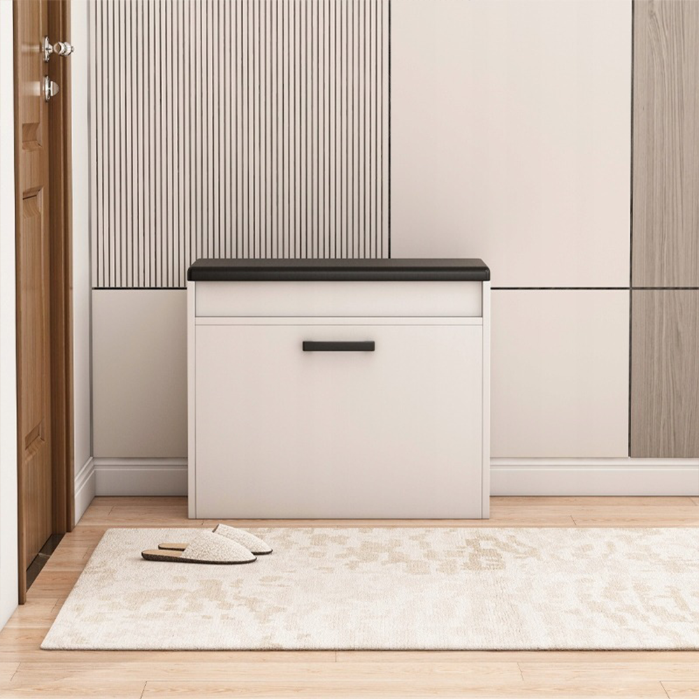 Fehér cipősszekrény paddal – 60 × 49 × 35 cm – ülőpad tárolóhellyel