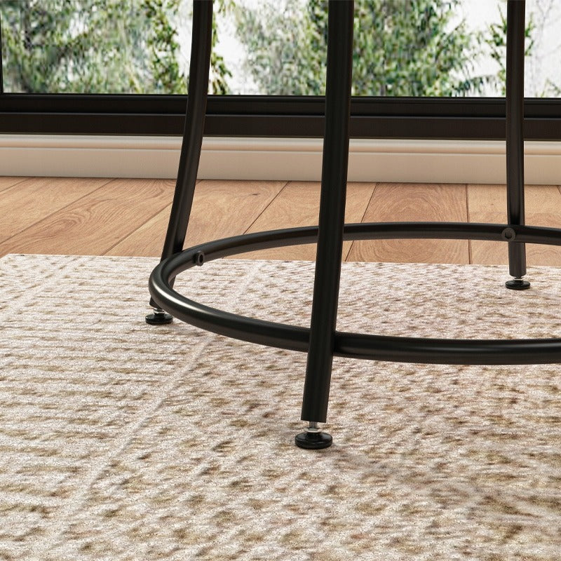 Kerek ipari dohányzóasztal nappaliba, polccal, barna loft 55 cm