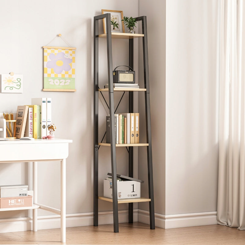 Létra típusú polcos állvány 4 polccal – 34x147x32 cm, sötétbarna, loft ipari stílus