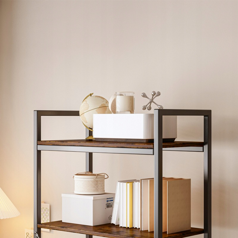 Loft stílusú ipari könyvespolc – 66x30x153 cm, rusztikus MDF és fémváz