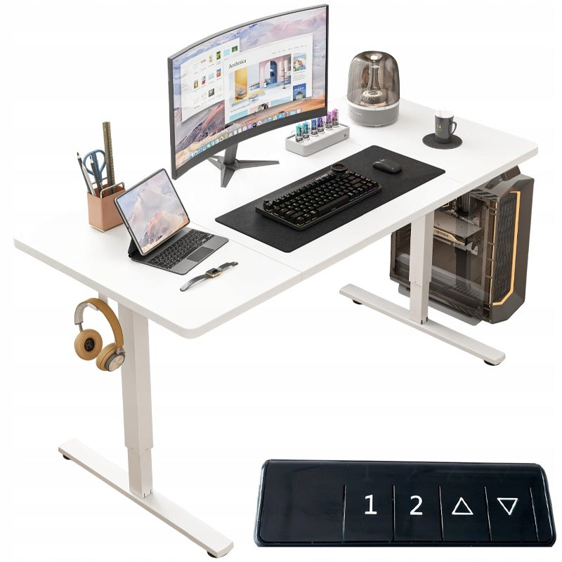 Elektromos számítógépes íróasztal fehér 160x80cm állítható modern 72-118cm