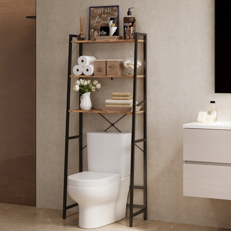 Fürdőszobaszekrény WC felett, mosógép, polc, rusztikus barna loft stílus, 64 cm