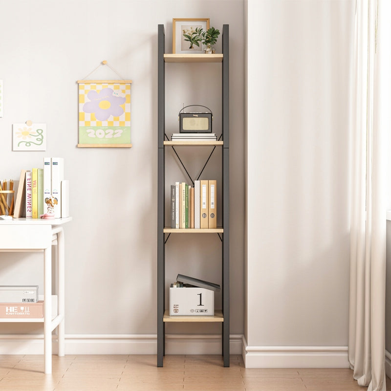Létra típusú polcos állvány 4 polccal – 34x147x32 cm, sötétbarna, loft ipari stílus