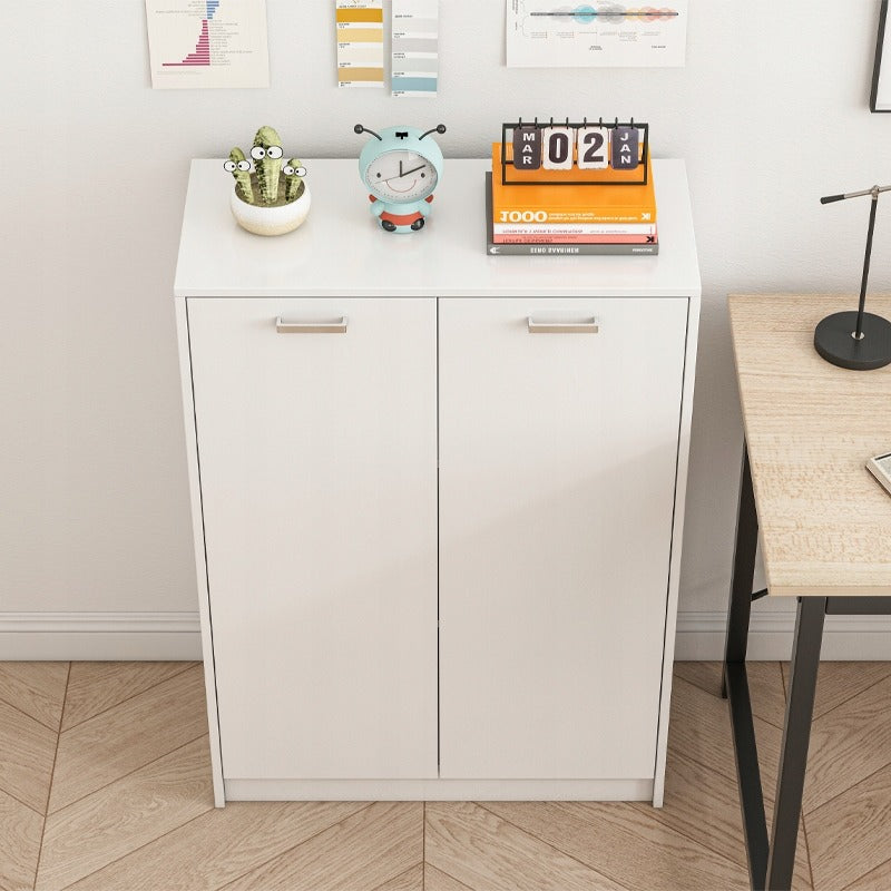 Irodai loft 2 ajtós könyvespolc polcokkal tágas szabadon álló fehér 108 cm