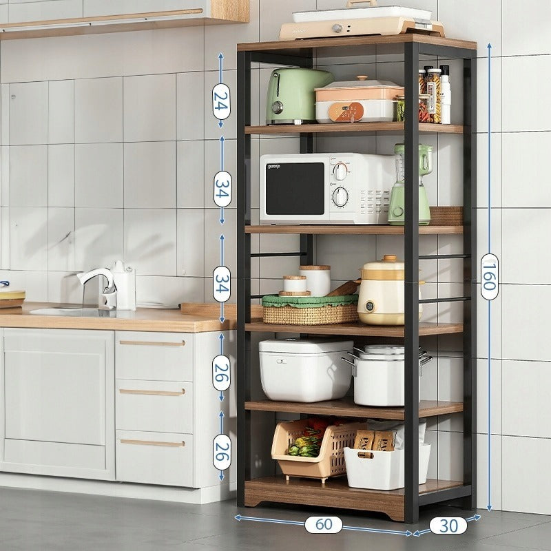 Barna ipari álló könyvespolc, 5 polc, loft stílusú, 160 cm