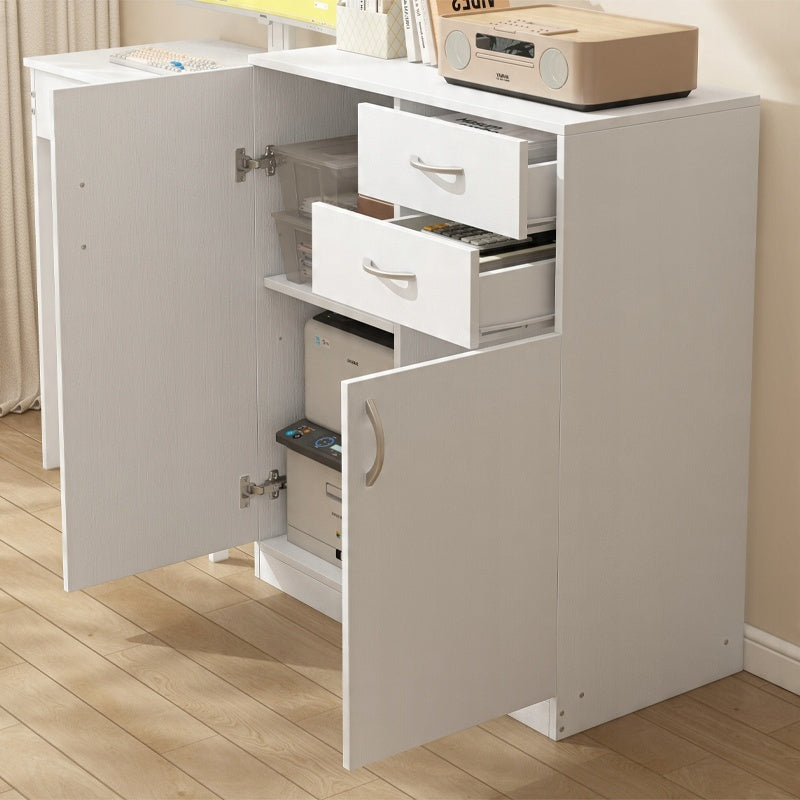 Modern komód fiókokkal és polcokkal loft stílusban fehér szekrény ajtóval 74 cm
