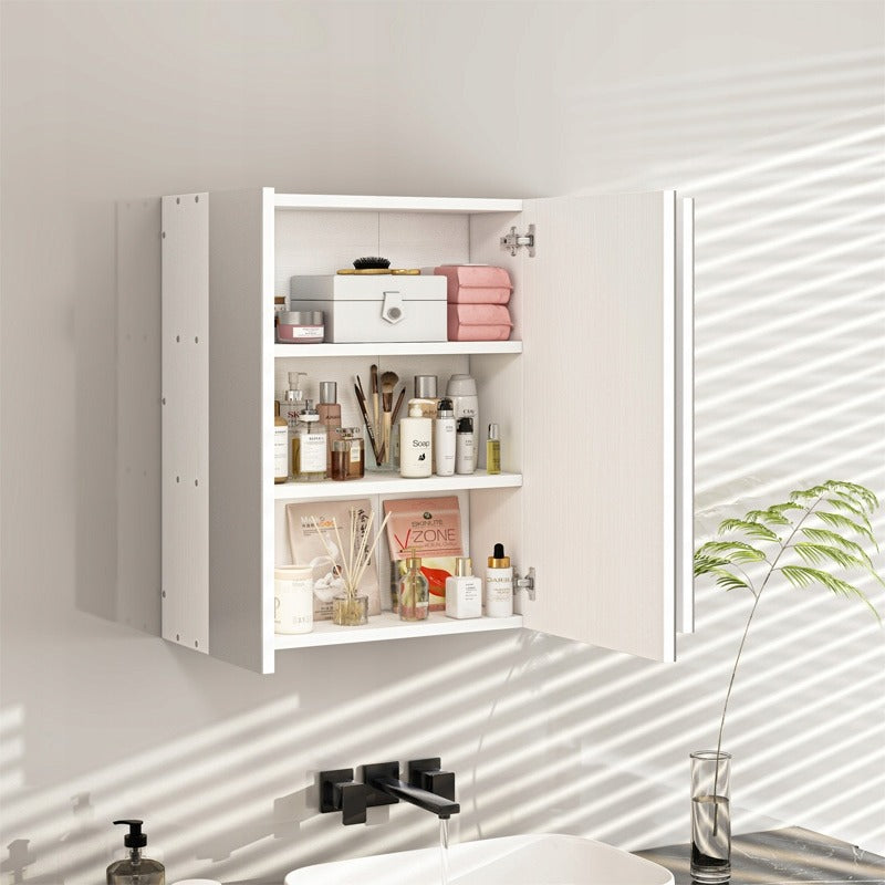 Függő fürdőszoba szekrény falra szerelhető háromrészes tükörrel, modern loft stílusban