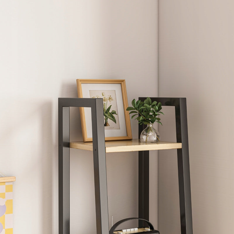 Létra típusú polcos állvány 4 polccal – 34x147x32 cm, sötétbarna, loft ipari stílus