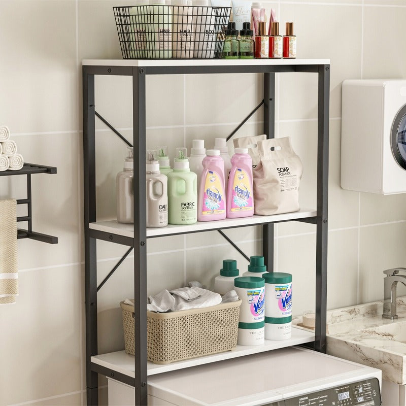 Fürdőszobai polcos állvány mosógép fölé – loft stílus, 160 cm