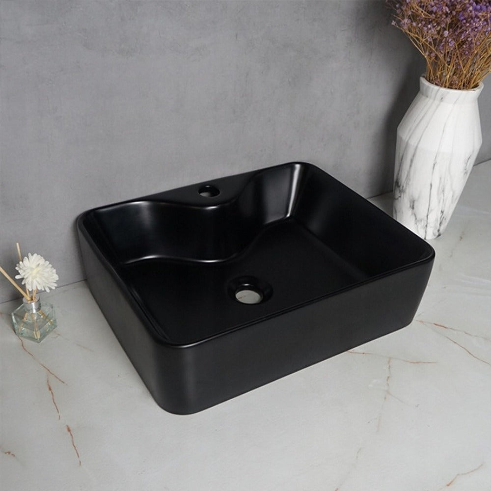 Kerámia mosdó Rebiko – 480x380x140 mm, fekete, modern design