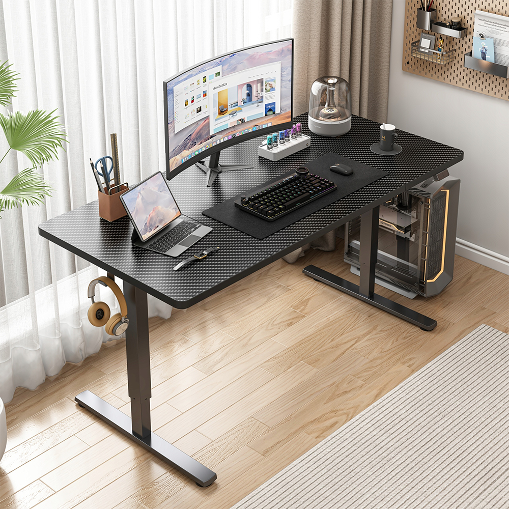 Elektromosan állítható magasságú fekete íróasztal – 160x60 cm, ergonomikus, gaminghez és munkához