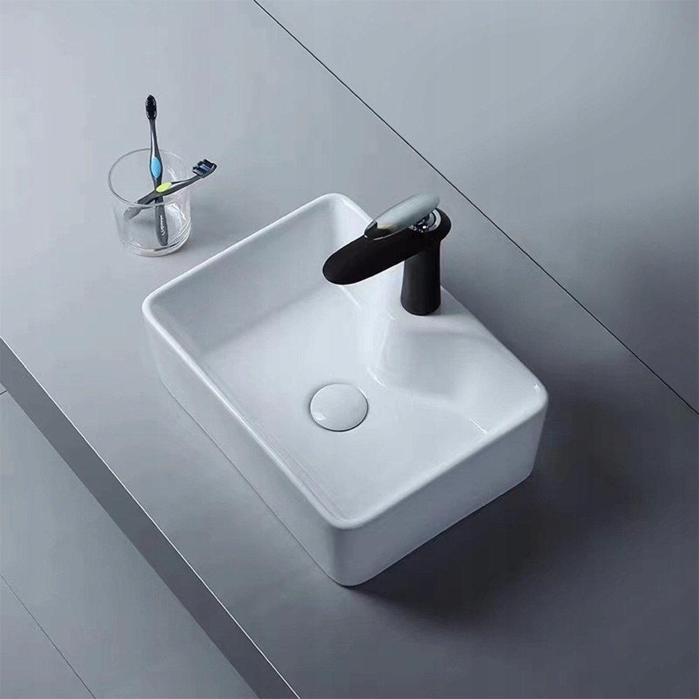 Kerámia mosdó Rebiko – 470x370x140 mm, fehér, modern minimalista dizájn