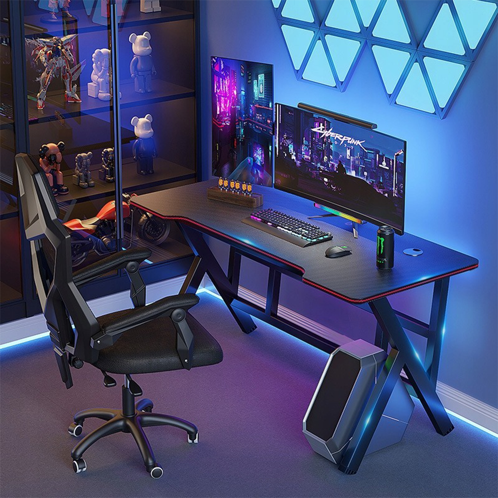 Gaming íróasztal – Fekete, 120x60x74 cm – Ergonomikus kialakítás, bőséges hely játékhoz és munkához