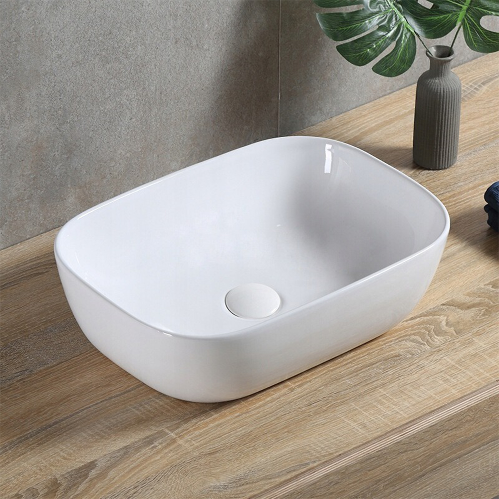 Kerámia mosdó Rebiko – 460x330x140 mm, fehér, modern minimalista design
