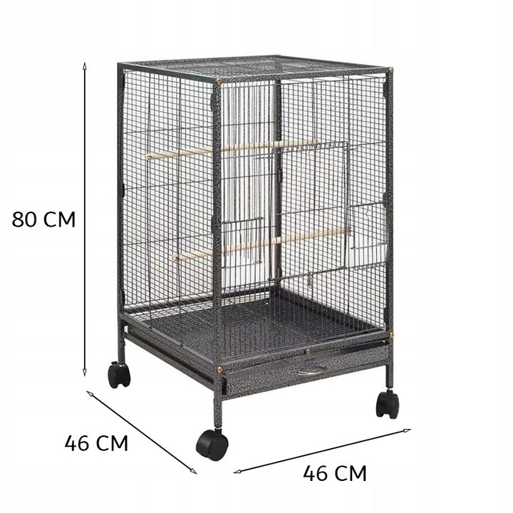 Fémketrec egzotikus madaraknak, papagájok és kanári madarak számára, 80 cm