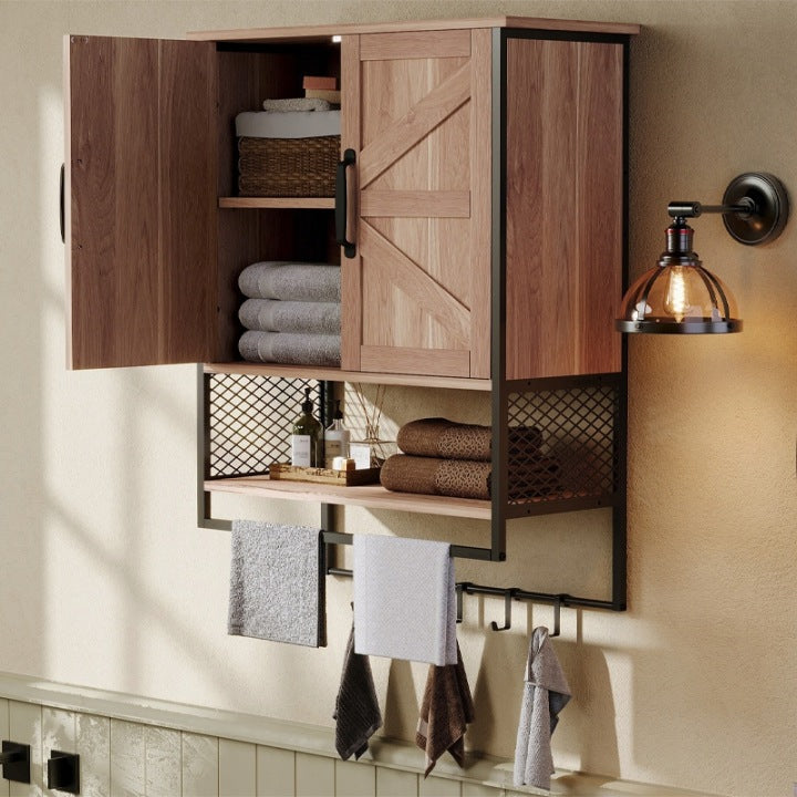 Loft Függesztett Fürdőszobai Szekrény – Rusztikus Fogassal 66 cm