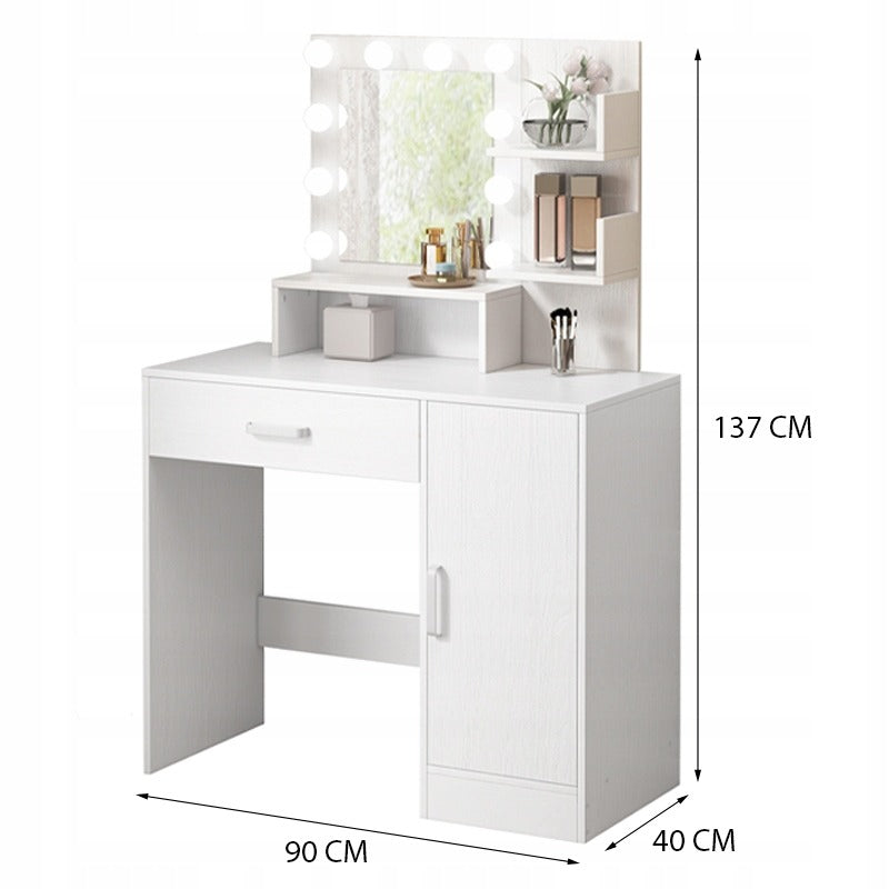 Sminkasztal LED tükörrel, modern, glamour loft stílusban