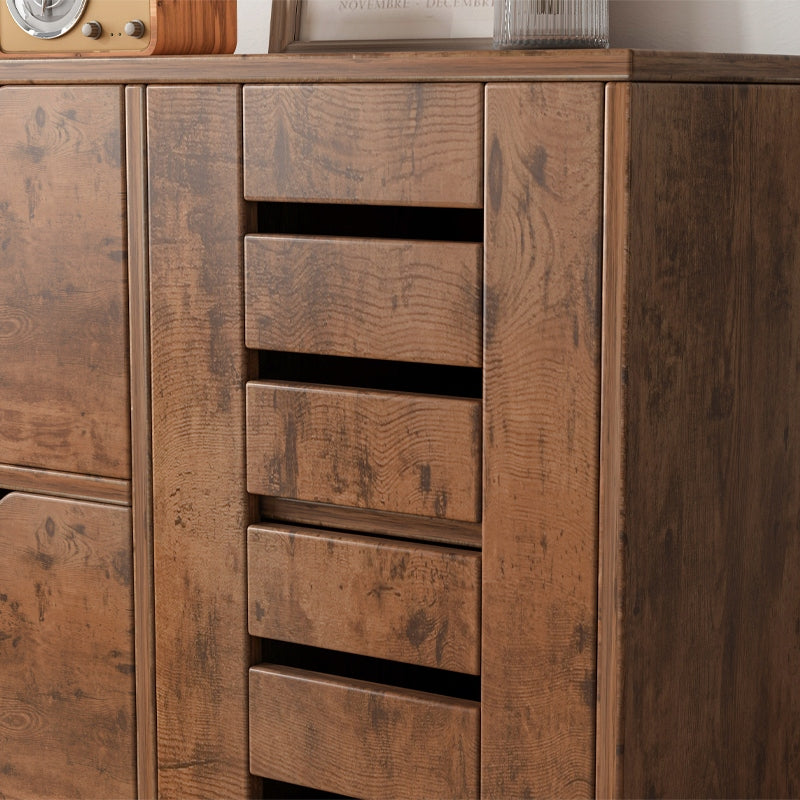 Rusztikus komód 4 fiókkal és lamellás ajtós tárolórésszel – 80x30x60 cm
