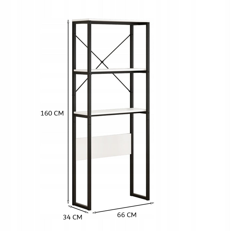 Fürdőszobai polcos állvány mosógép fölé – loft stílus, 160 cm